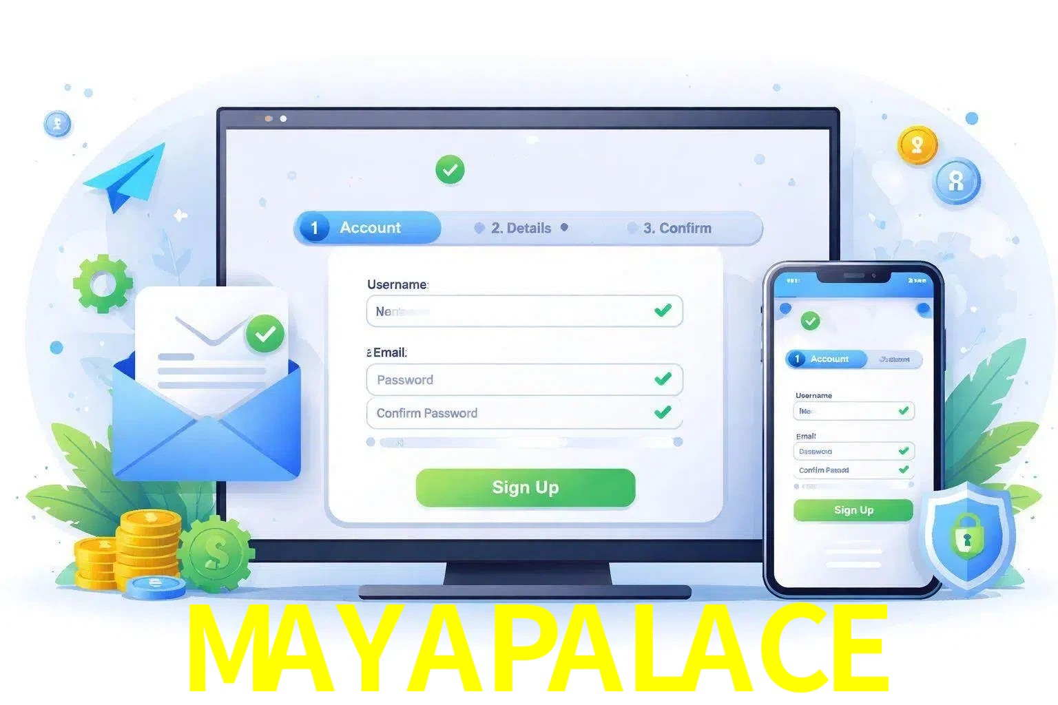 Registro de nuevo usuario y configuración de cuenta MAYAPALACE